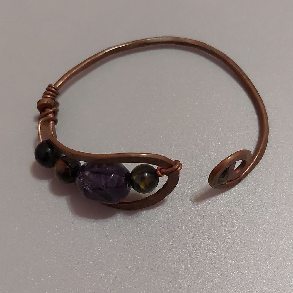 Artisan Solid Copper With Amethyst And Other Natu… - image 1